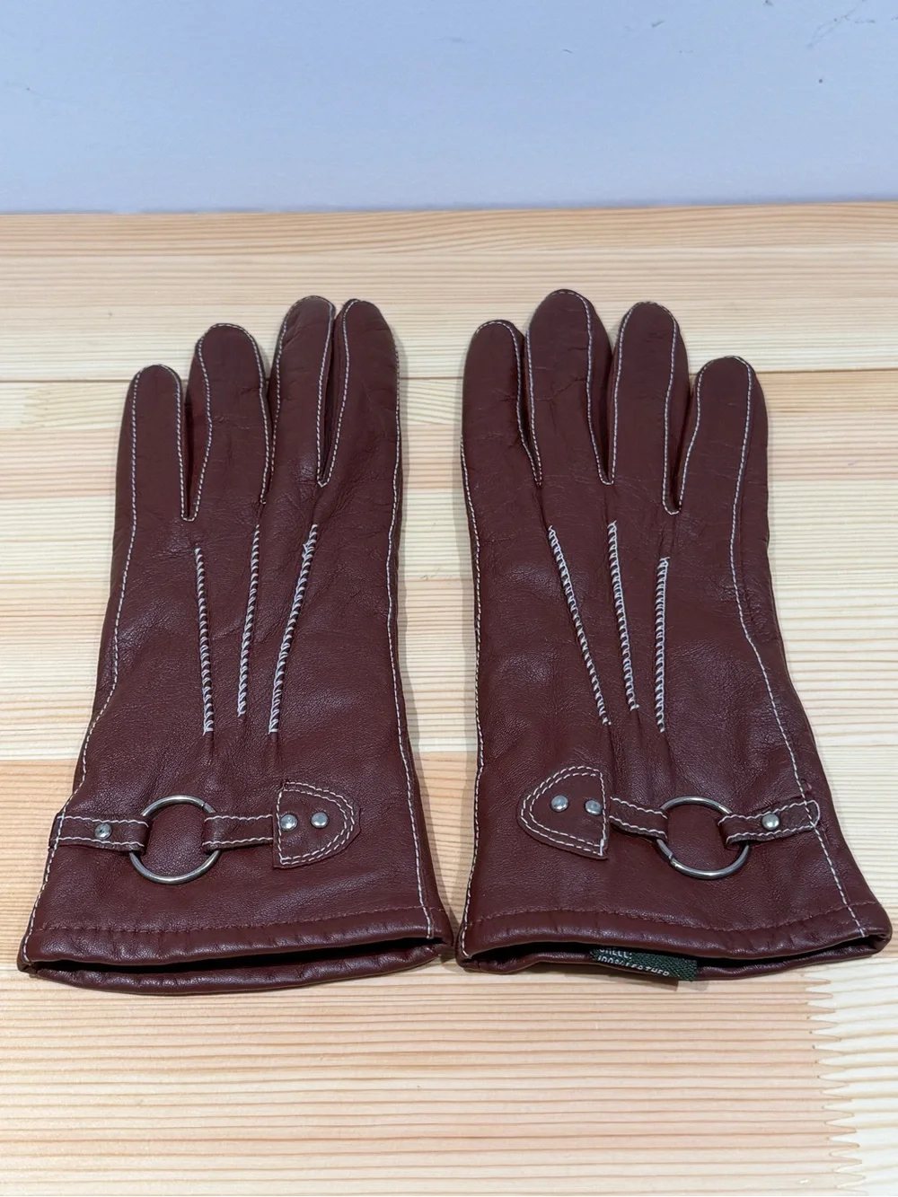 Nordstrom Leather Equestrian Driving Gloves - Burgundy Oxblood Lined